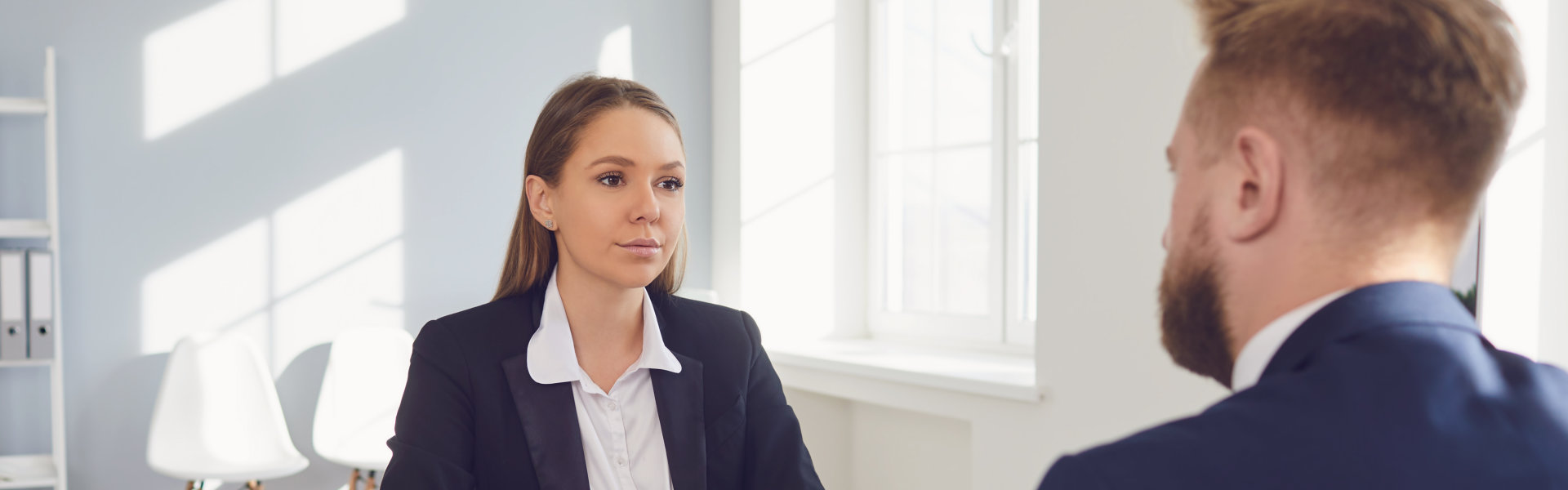 Lawyer at a meeting with a male client in the office